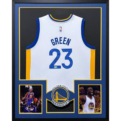 Draymond Green Autographed Signed Framed White Warriors Jersey BECKETT
