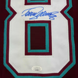 Framed Autographed/Signed Teemu Selanne 35x39 Anaheim Maroon Jersey JSA COA