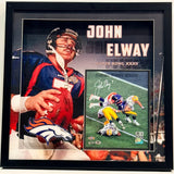 John Elway Autographed 8x10 Photo -- Denver Broncos | Lighted Shadowbox BAS COA