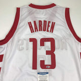 Autographed/Signed James Harden Houston White Basketball Jersey Beckett BAS COA