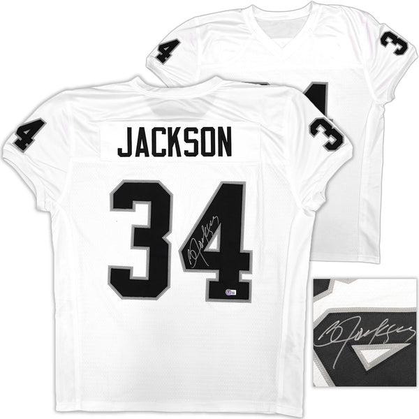 RAIDERS BO JACKSON AUTOGRAPHED WHITE PRO CUT JERSEY BECKETT WITNESS 226322
