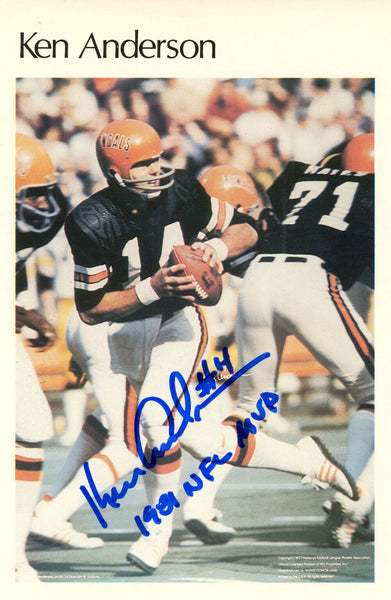 Ken Anderson Autographed Bengals Mini Poster 4/50 NFL MVP BAS 46147