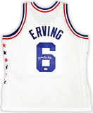 76ERS JULIUS DR. J ERVING AUTOGRAPHED M&N 2-10-1985 HWC AS JERSEY XXL BECKETT
