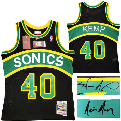 SONICS SHAWN KEMP AUTOGRAPHED BLACK AUTH M & N JERSEY M REIGN MAN MCS 203433