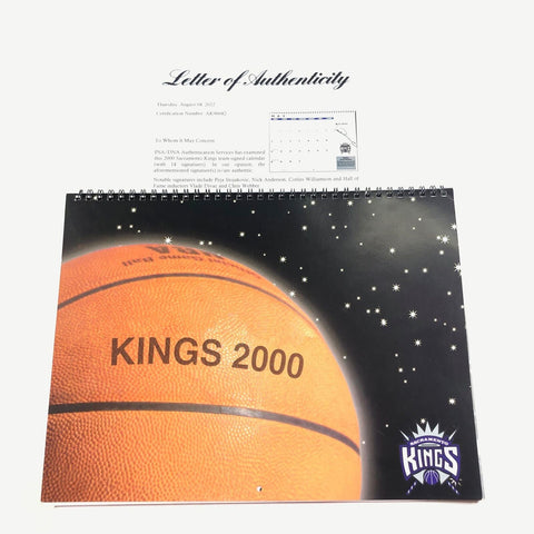 2000 Sacramento Kings Signed Calendar PSA/DNA Autographed