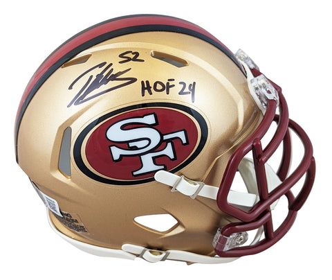 49ers Patrick Willis "HOF 24" Signed 1996-08 TB Speed Mini Helmet BAS Witnessed