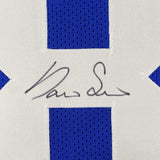 Autographed/Signed DARIUS SLAYTON New York Blue Football Jersey JSA COA Auto