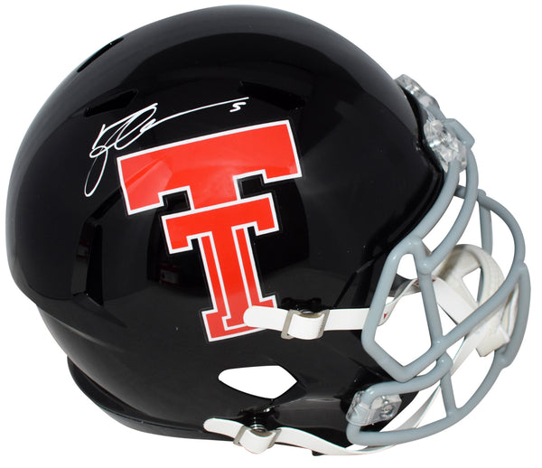 MICHAEL CRABTREE SIGNED TEXAS TECH RED RAIDERS THROWBACK FULL SIZE HELMET BAS