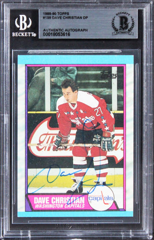Capitals Dave Christian Authentic Signed 1989 Topps #159 Card BAS Slabbed
