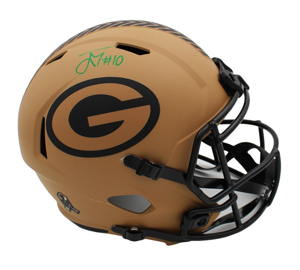 Jordan Love Signed Green Bay Packers Speed Full Size Salute To Service 2 Helmet