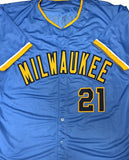Brewers Infielder CALEB DURBIN Signed Custom Replica MKE City Jersey AUTO - JSA