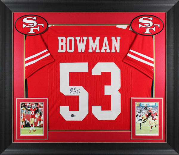 Navorro Bowman Authentic Signed Red Pro Style Framed Jersey BAS