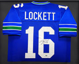 SEAHAWKS TYLER LOCKETT AUTOGRAPHED FRAMED BLUE THROWBACK JERSEY MCS HOLO 235667