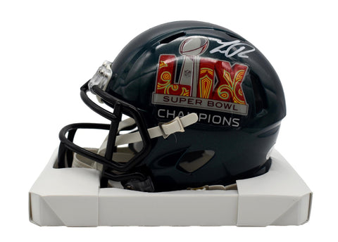 Landon Dickerson Eagles Autographed SB LIX Green Football Mini Helmet JSA 209876