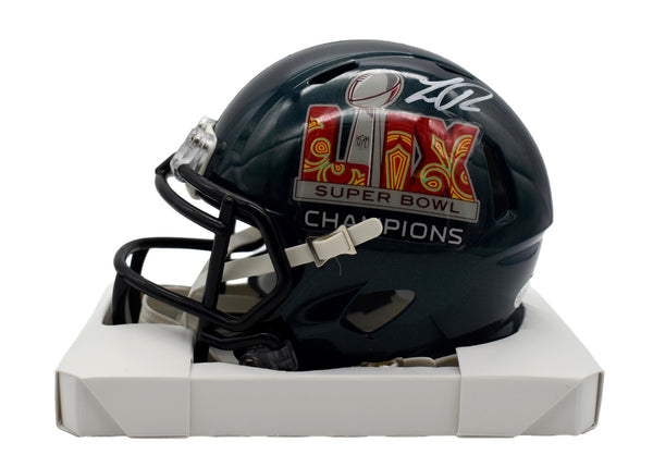 Landon Dickerson Eagles Autographed SB LIX Green Football Mini Helmet JSA 209876