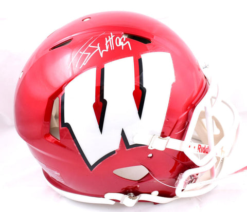 JJ Watt Autographed Wisconsin F/S Flash Speed Authentic Helmet-Beckett W Holo