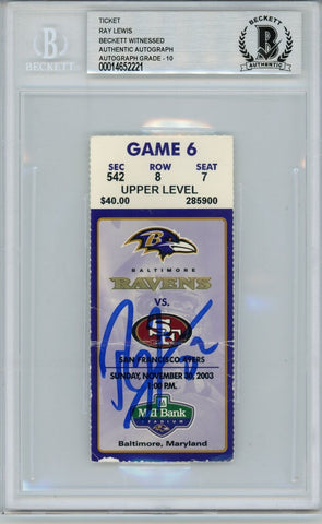 Ray Lewis Signed Baltimore Ravens Ticket 11/30/03 vs 49ers BAS Slab 39461