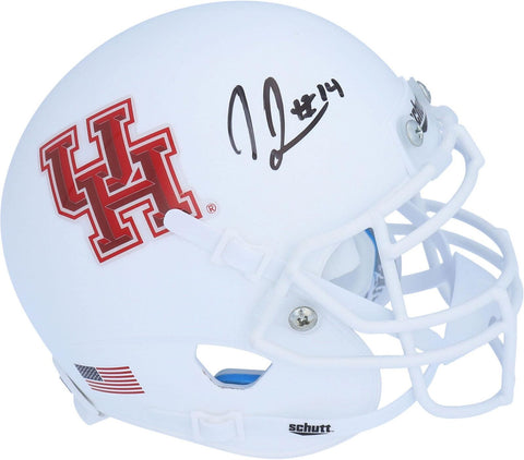 Isaiah Johnson Houston Cougars Signed Schutt White Mini Helmet
