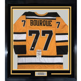 Framed Autographed/Signed Ray Bourque 35x39 Boston Yellow Jersey JSA COA