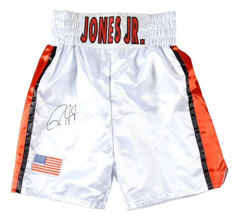 Roy Jones Jr Signed Custom White Boxing Trunks BAS