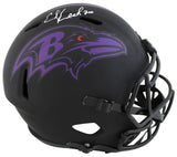 Ravens Ed Reed Signed Eclipse Riddell Full Size Speed Rep Helmet w/ Case BAS Wit