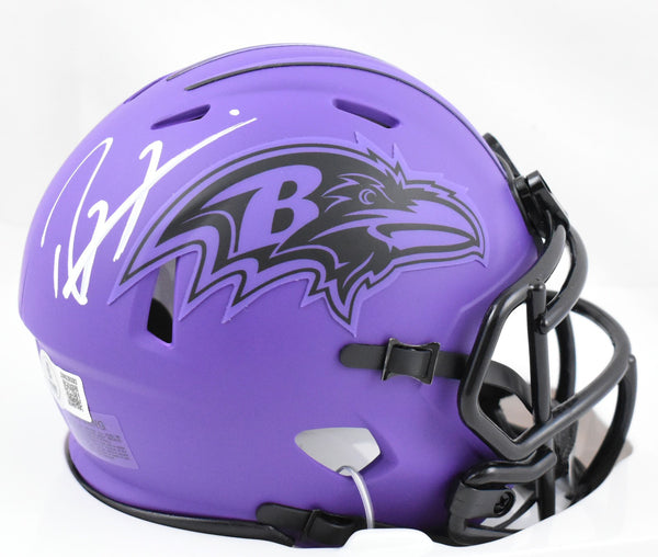Ray Lewis Autographed Ravens Rave Speed Mini Helmet - Beckett W Holo
