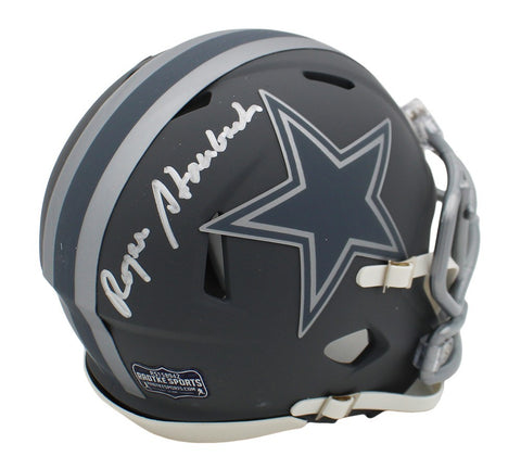 Roger Staubach Signed Dallas Cowboys Speed Slate NFL Mini Helmet