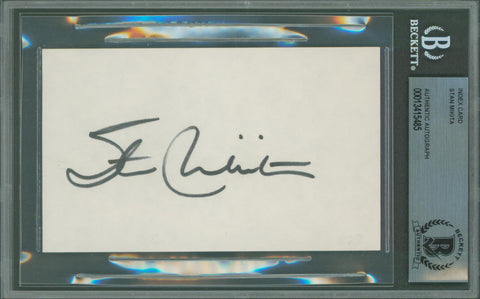 Blackhawks Stan Mikita Authentic Signed 3x5 Index Card Autographed BAS Slabbed