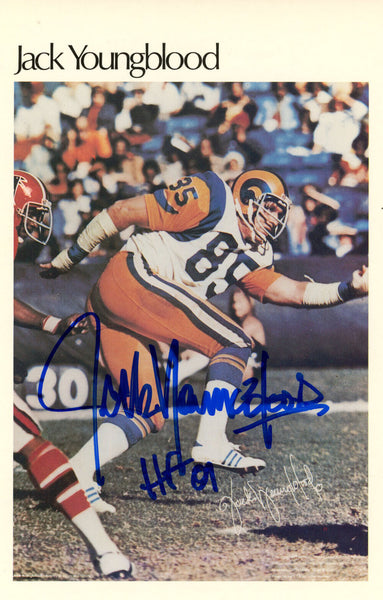 Jack Youngblood Signed Los Angeles Rams Mini Poster 45/50 HOF BAS 46175