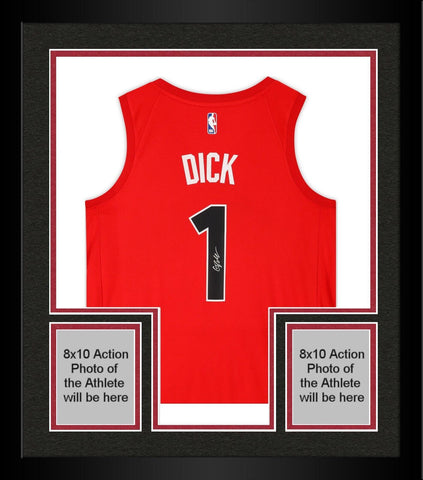 Framed Gradey Dick Toronto Raptors Signed Red Nike Icon Edition Swingman Jersey