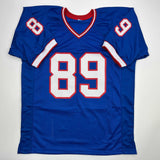 Autographed/Signed Steve Tasker Buffalo Blue Football Jersey JSA COA