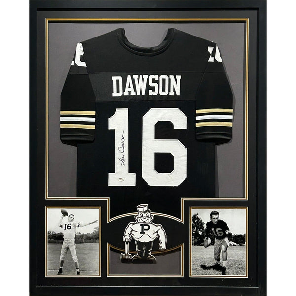 Len Dawson Autographed Signed Framed Purdue Boilermakers Jersey PSA/DNA
