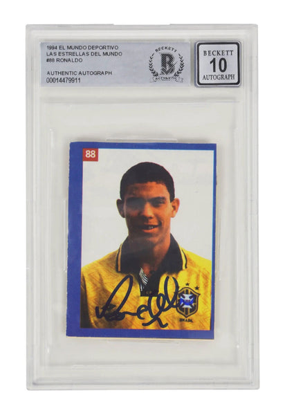 Ronaldo Nazario Signed 1994 El Mundo Deportivo Rookie Card #88 - BGS 10