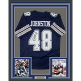 FRAMED Autographed DARYL MOOSE JOHNSTON 33x42 Dallas Blue Jersey Beckett COA