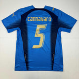 Autographed/Signed Fabio Cannavaro Italy Blue Futbol Jersey Beckett BAS COA
