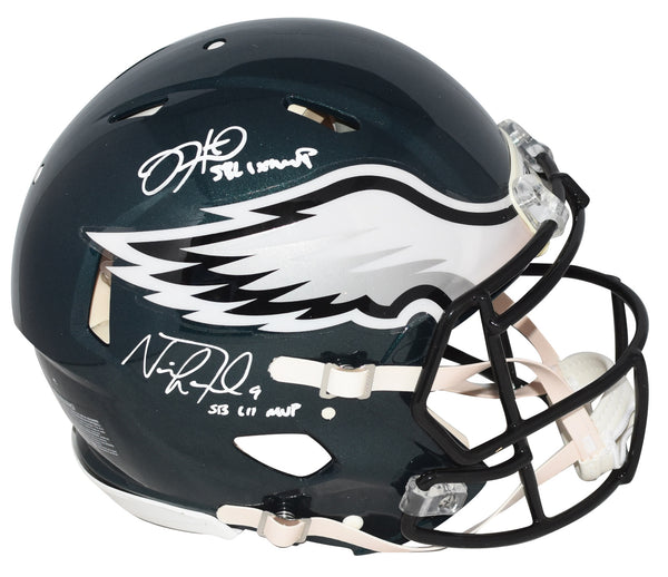 JALEN HURTS NICK FOLES SIGNED PHILADELPHIA EAGLES SB MVP AUTHENTIC SPEED HELMET