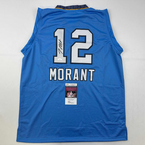 Autographed/Signed Ja Morant Memphis Light Blue Basketball Jersey JSA COA