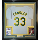 FRAMED Signed JOSE CANSECO 35x39 Oakland Grey Jersey JSA COA Auto