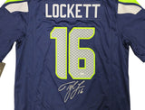 SEAHAWKS TYLER LOCKETT AUTOGRAPHED BLUE NIKE ON FIELD JERSEY L LARGE MCS 222045