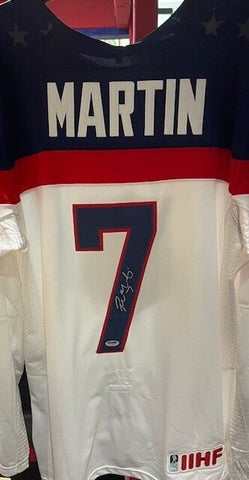 Paul Martin Signed 2006 Team USA Jersey (PSA COA) San Jose Sharks / Defenseman