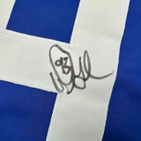 Framed Autographed/Signed Doug Gilmour 35x39 Toronto Blue Jersey JSA COA
