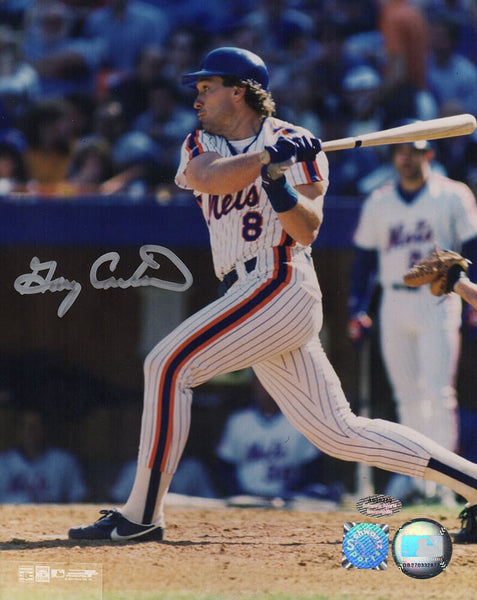 Gary Carter Signed Mets Swinging Action 8x10 Photo - (SCHWARTZ COA)