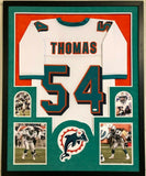 FRAMED MIAMI DOLPHINS ZACH THOMAS AUTOGRAPHED SIGNED JERSEY JSA COA