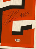 FRAMED CLEVELAND BROWNS GREEDY WILLIAMS AUTOGRAPHED SIGNED JERSEY BECKETT COA