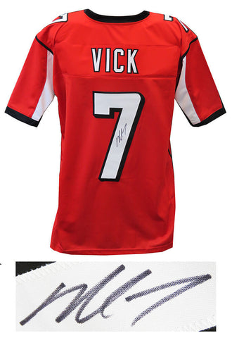 Michael Vick (FALCONS) Signed REd T/B Custom Football Jersey (SCHWARTZ COA)