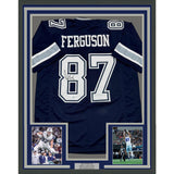 Framed Autographed/Signed Jake Ferguson 35x39 Dallas Blue Jersey Beckett BAS COA