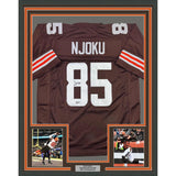Framed Autographed/Signed David Njoku 35x39 Cleveland Brown Jersey BAS COA