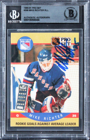 Rangers Mike Richter Authentic Signed 1990 Pro Set #398 Card BAS Slabbed