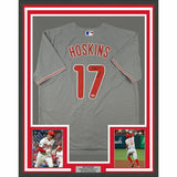 FRAMED Autographed/Signed RHYS HOSKINS 33x42 Philadelphia Grey Jersey BAS COA
