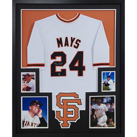 Willie Mays Autographed Signed Framed White Say Hey Giants Jersey